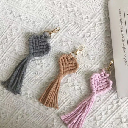 Macrame Heart Keychain