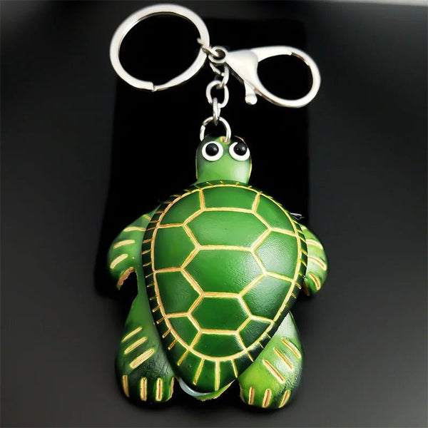 Leather Turtle Keychain