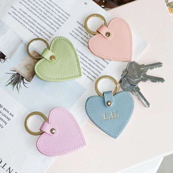 Personalised Leather Love Heart Keyring