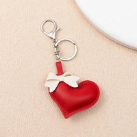 Red Leather Heart Keyring
