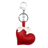 Red Leather Heart Keyring