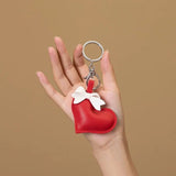 Red Leather Heart Keyring