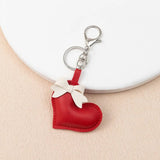 Red Leather Heart Keyring