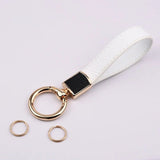 White Leather Keychain