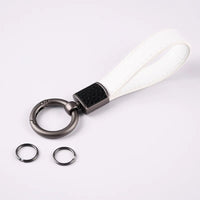 White Leather Keychain