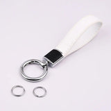 White Leather Keychain